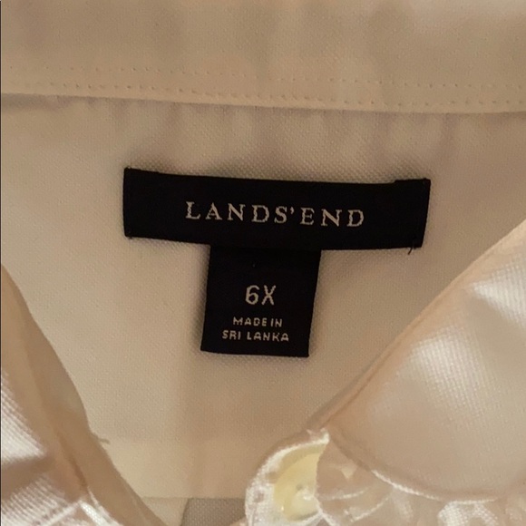 Lands End wht ruffle collar uniform shirt sz 6x - Picture 3 of 6